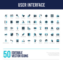 50 user interface concept filled icons