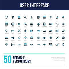 50 user interface concept filled icons
