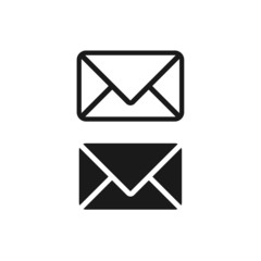 Black and white mail icon.