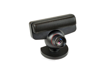 Black webcam on a white background isolated