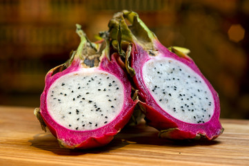 Exotic Pitaya or Pitahaya species of cacti from the genera Hylocereus and Stenocereus, Fruit
