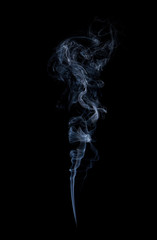 Photo of real white smoke on black background