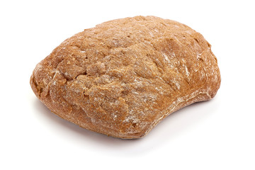 Freshly baked wheat flour bread, homemade buns, isolated on white background