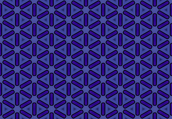 Seamless geometric pattern design illustration. Background texture. In blue, purple, black colors.