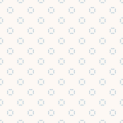 Vector minimalist seamless pattern with small square shapes. Subtle abstract blue and beige geometric texture. Elegant repeat background. Design for decor, textile, fabric, cloth, linens, bedding