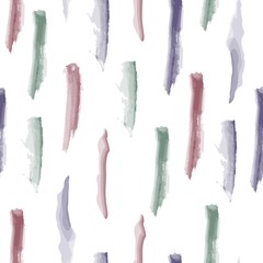 Seamless pattern with watercolor brush strokes on a white background.