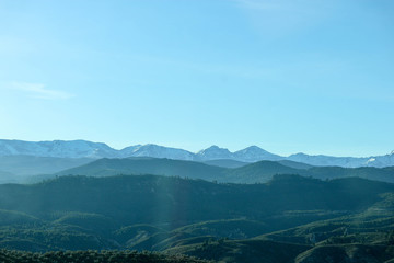 Fototapeta na wymiar aerial view of the sierra nevada mountains in the morning mist