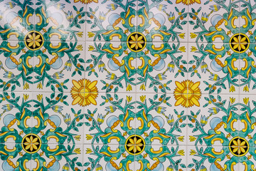 A beautiful and bright pattern on the tile. Wall tile