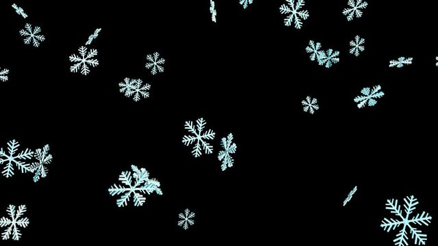 The magic of cold and frozen snow. Fantasy of ice snowflakes. Abstract endless snowfall. Overlay seamless looped animation on your video.