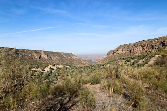 Breathtaking view of river Gor valley in the morning, Andalucia, Spain