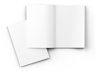 Magazine with open cover. Vertical A4 format. 3d illustration.