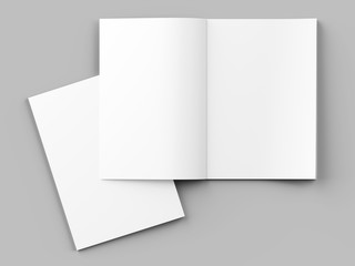 Magazine with open cover. Vertical A4 format. 3d illustration.