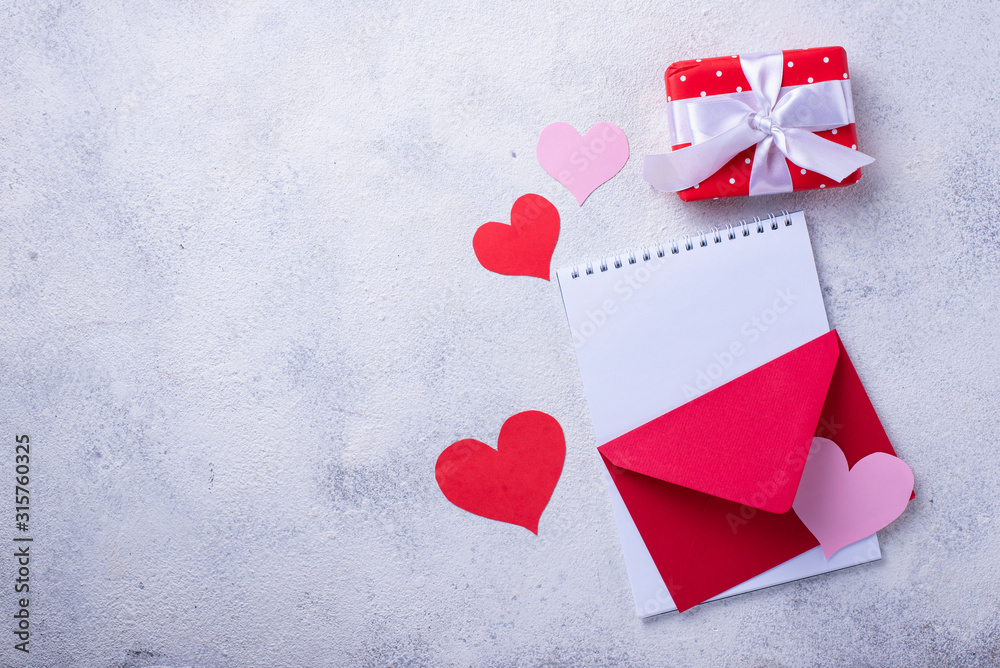 Poster Valentines Day background with envelop