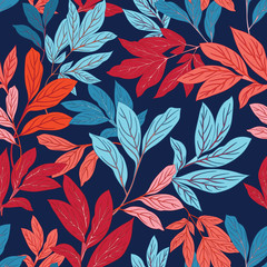 Seamless Leaf Vector Botanical Textile Pattern