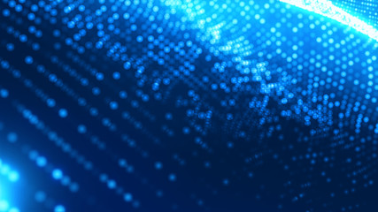 Dot white blue wave light screen gradient texture background. Abstract  technology big data digital background. 3d rendering.