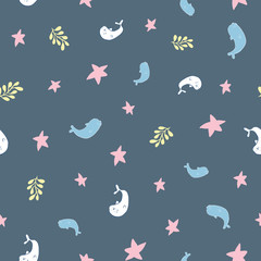 seal ocean seamless pattern design