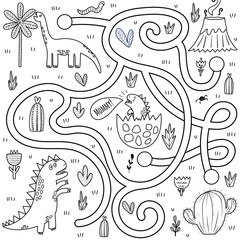 Help the mother dinosaur find the path to her baby dino