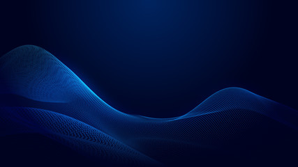 Dot blue wave light screen gradient texture background. Abstract  technology big data digital background. 3d rendering.