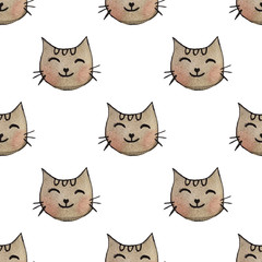 Watercolor alphabet cute animals cats nursery related set. Kids room poster wall art decor. Children clothes colorful prints. Hand drawn illustration in high resolution.