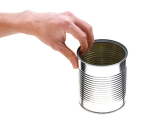 Empty tin can. Hunger concept