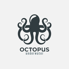 Octopus animal logo design on white background