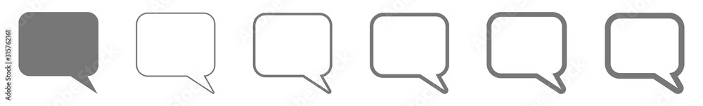 Sticker speech bubble balloon icon gray | blank rectangle rounded bubbles | communication symbol | message l