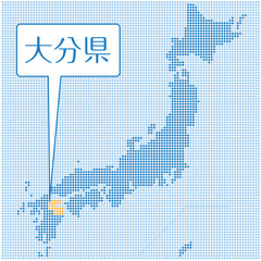 ドット描写の日本地図のイラスト 千葉県 47都道府県別データ グラフィック素材 Wall Mural Globeds