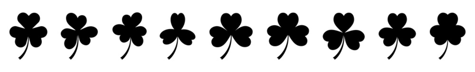 Shamrock Icon Black | Shamrocks | Trefoil | Clover Leaf | Irish Symbol | St. Patrick's Day Logo | Luck Sign | Isolated | Variations