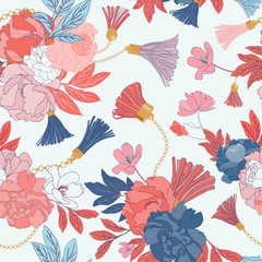 Vector Textile Vintage Seamless Tassel Pattern