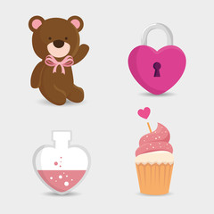 teddy bear of cute icons for valentines day