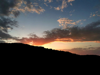 Panoramic view of colorful sunrise 