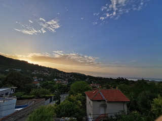 Panoramic view of colorful sunrise 
