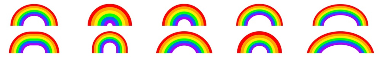 Rainbow Icon Colors | Rainbows | Peace Symbol | Weather Logo | Happy Sign | Isolated | Variations