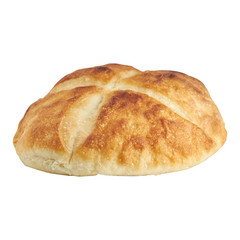 round loaf bread isolated on a white background.