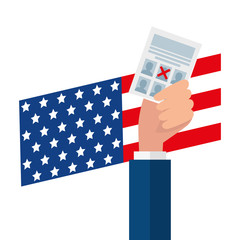 Hand holding usa vote paper vector design