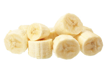 fresh sliced banana isolated on white background. Healthy food