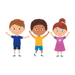 children standing on white background