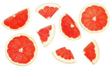 Naklejka na ściany i meble healthy food. grapefruit with slices isolated on white background top view