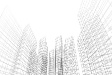 Fototapeta premium Abstract architectural background. Linear 3D illustration. Concept sketch