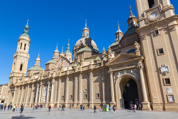 Fototapeta na wymiar ZARAGOZA, SPAIN - MARCH 3, 2018: The cathedral Basilica del Pilar.