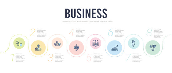 business concept infographic design template. included woman with money, success man, measuring success, multitasking woman, woman with dollar bill, with dollar circle icons