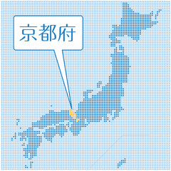 ドットとグラデーションの立体的な日本地図のイラスト 青系 ビジネスグラフィック素材 Wall Mural Globeds