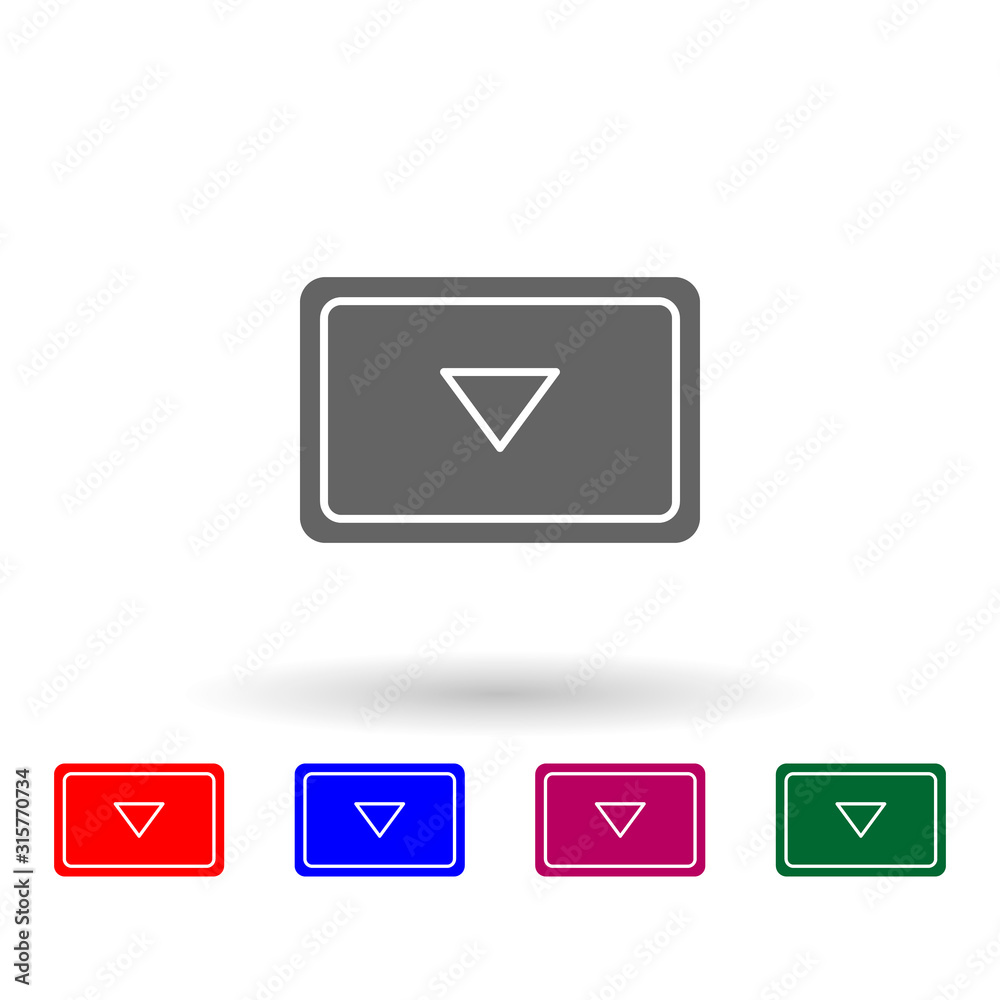 Poster down arrow in rectangle multi color icon. simple glyph, flat vector of web icons for ui and ux, webs