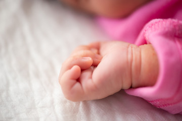 Closeup photo of a newborn hand