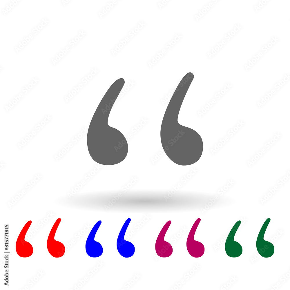 Poster quotation marks multi color icon. simple glyph, flat vector of web icons for ui and ux, website or m