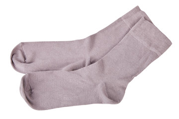 Pair of socks on the white background