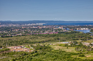 Fototapeta na wymiar Aerial View of Thunder Bay, Ontario on Lake Superior in Summer