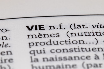 Définition du mot vie dans le dictionnaire français