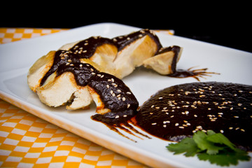 Chicken breast and mole sauce
