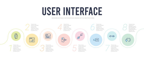 user interface concept infographic design template. included rotate left, opposition, right settings, expand tool, archer, window graphic icons